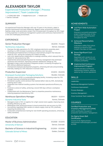 5 Production Manager Resume Examples & Guide for 2024