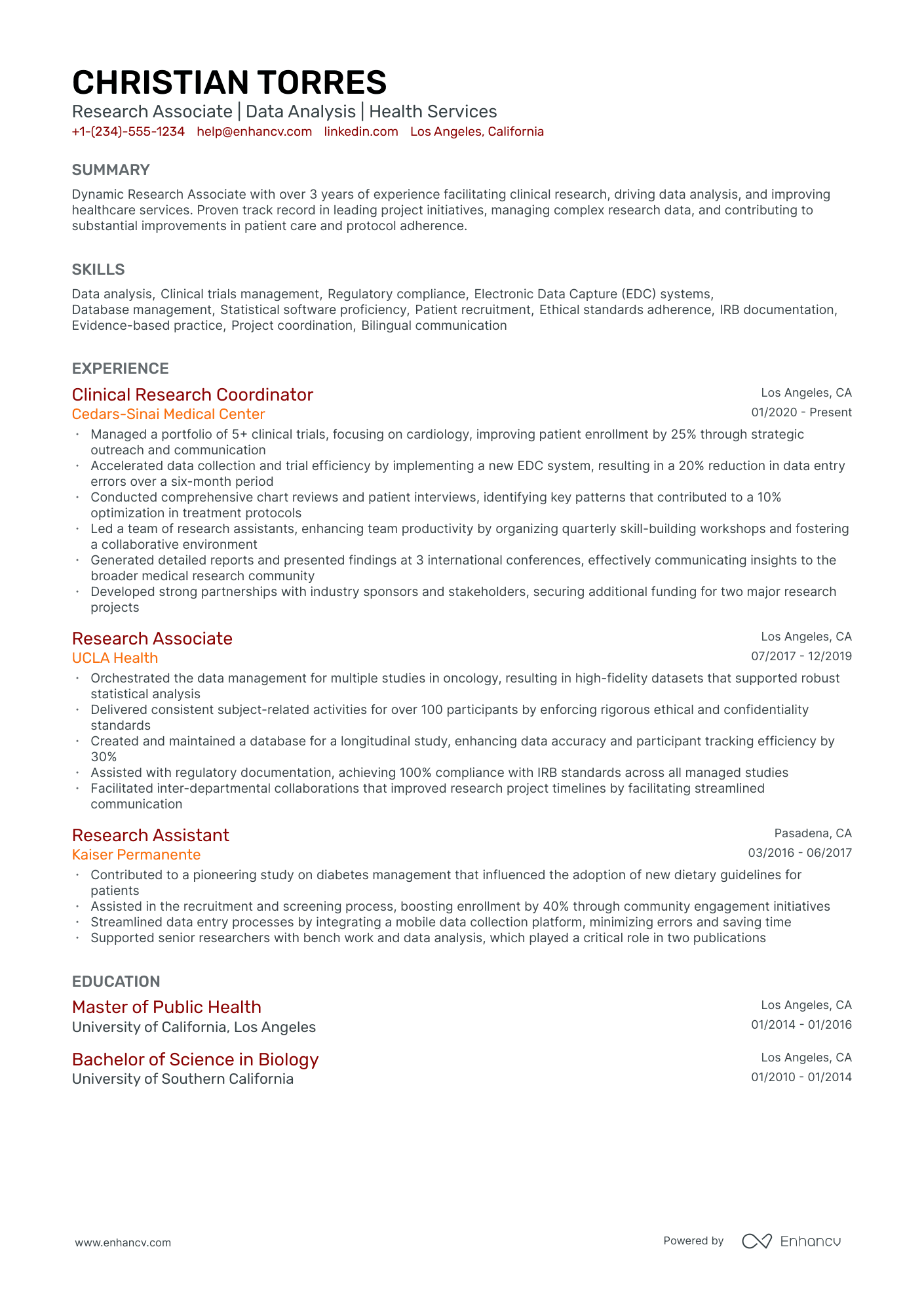 5 Research Associate Resume Examples & Guide for 2024