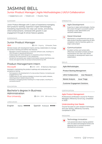 5 Junior Product Manager Resume Examples & Guide for 2023