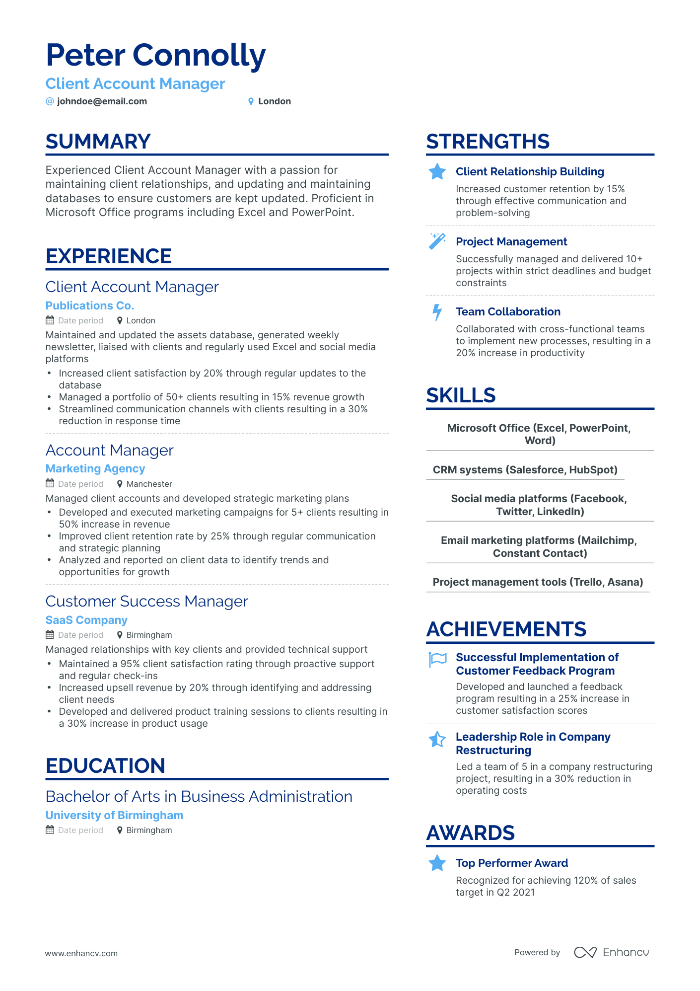 21 Account Manager Resume Examples & Guide for 2024