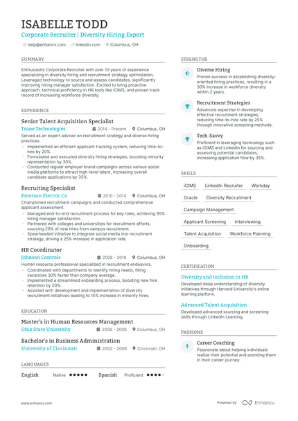 5 Corporate Recruiter Resume Examples & Guide For 2024