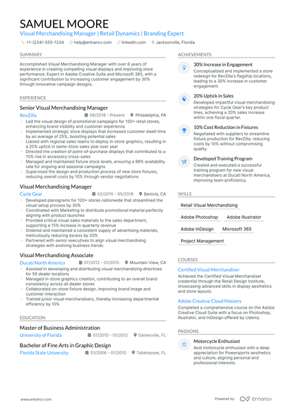 5 Visual Merchandising Manager Resume Examples & Guide For 2024