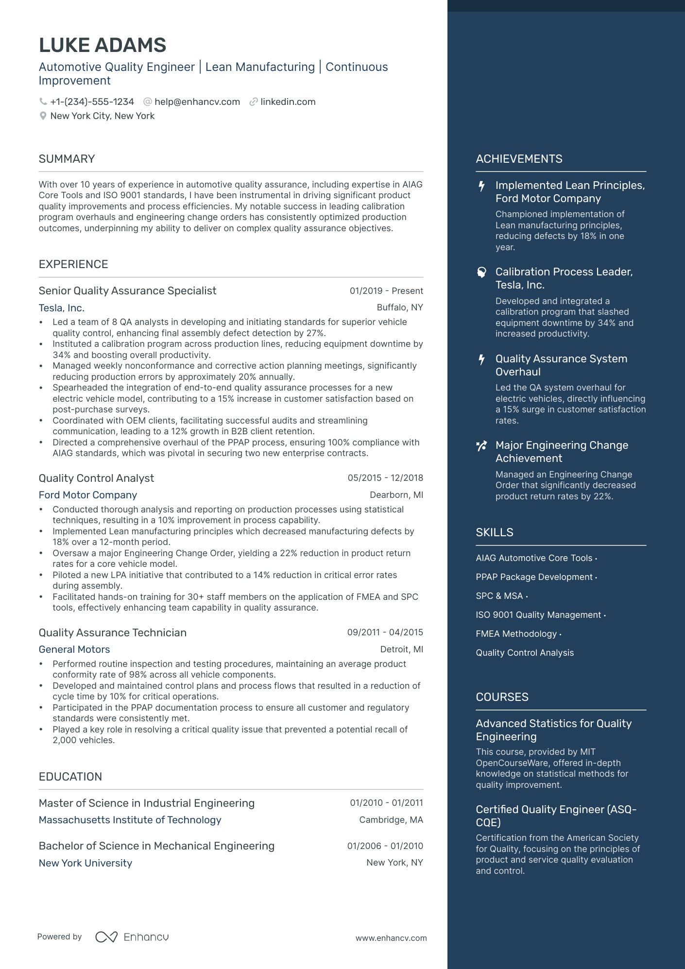 5 Automotive Engineering Resume Examples & Guide for 2024