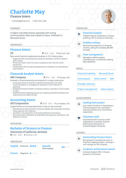 5 Finance Intern Resume Examples & Guide for 2023
