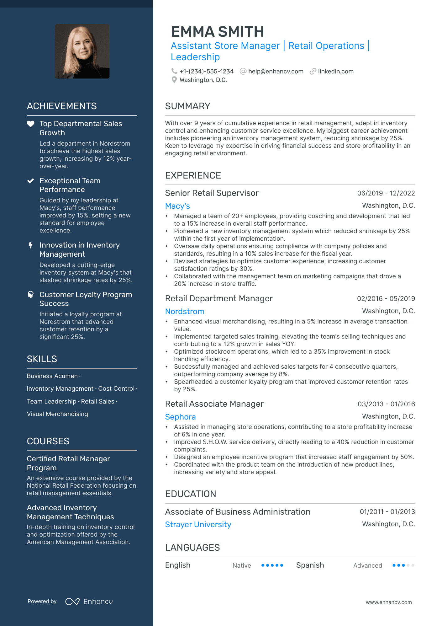 5 Retail Assistant Store Manager Resume Examples & Guide for 2024