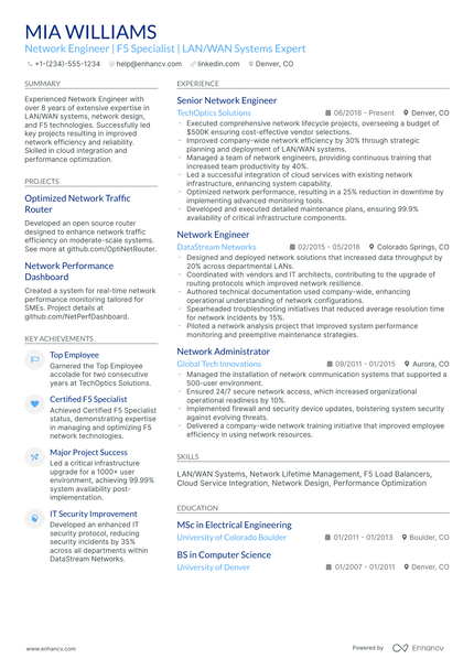 10 F5 Network Engineer Resume Examples & Guide for 2026