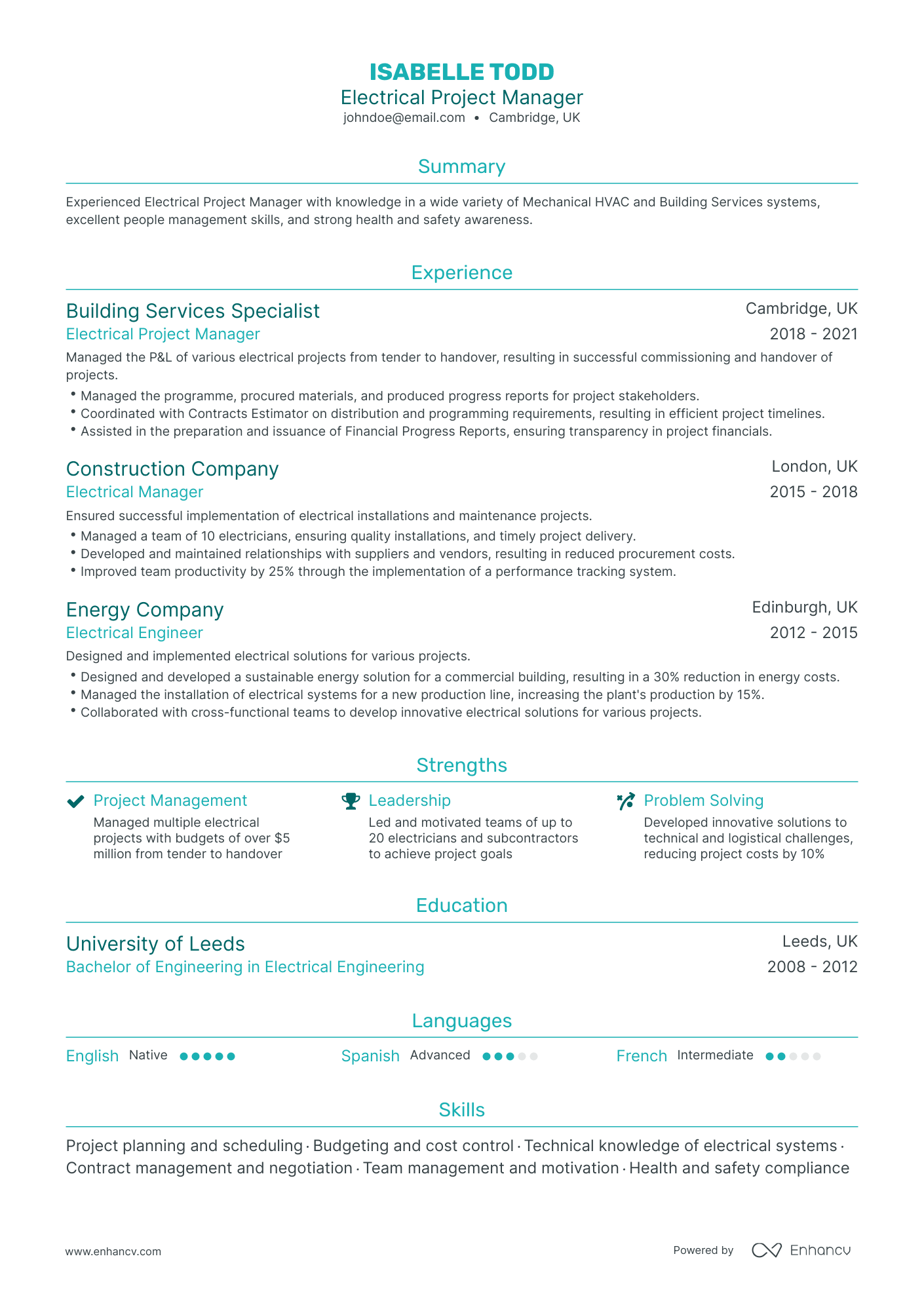 5 Electrical Manager Resume Examples & Guide for 2024