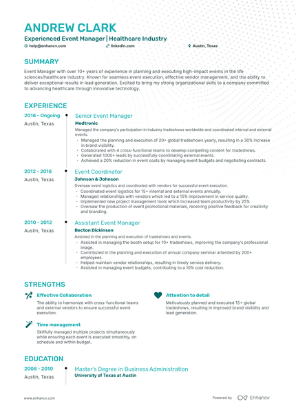 5 Events Manager Resume Examples & Guide for 2024