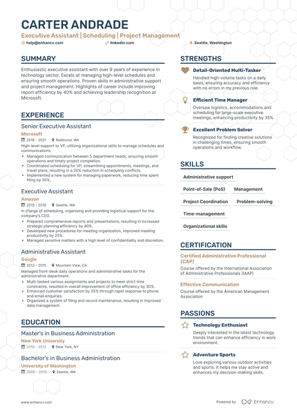 5 Executive Personal Assistant Resume Examples & Guide for 2024