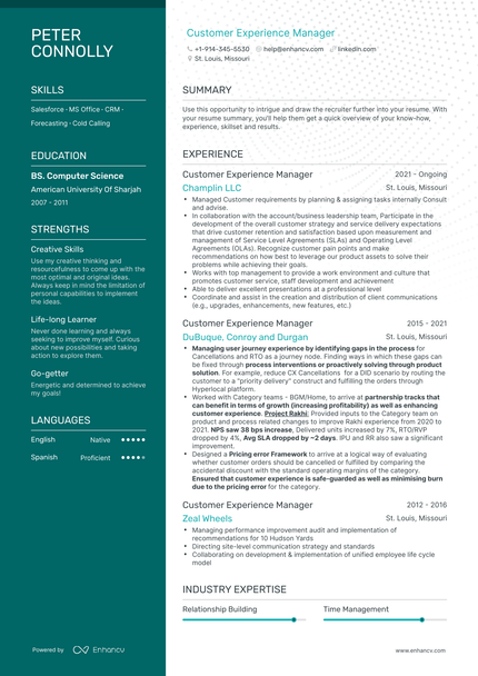 Customer Experience Manager Resume Examples & Guide for 2023 (Layout ...