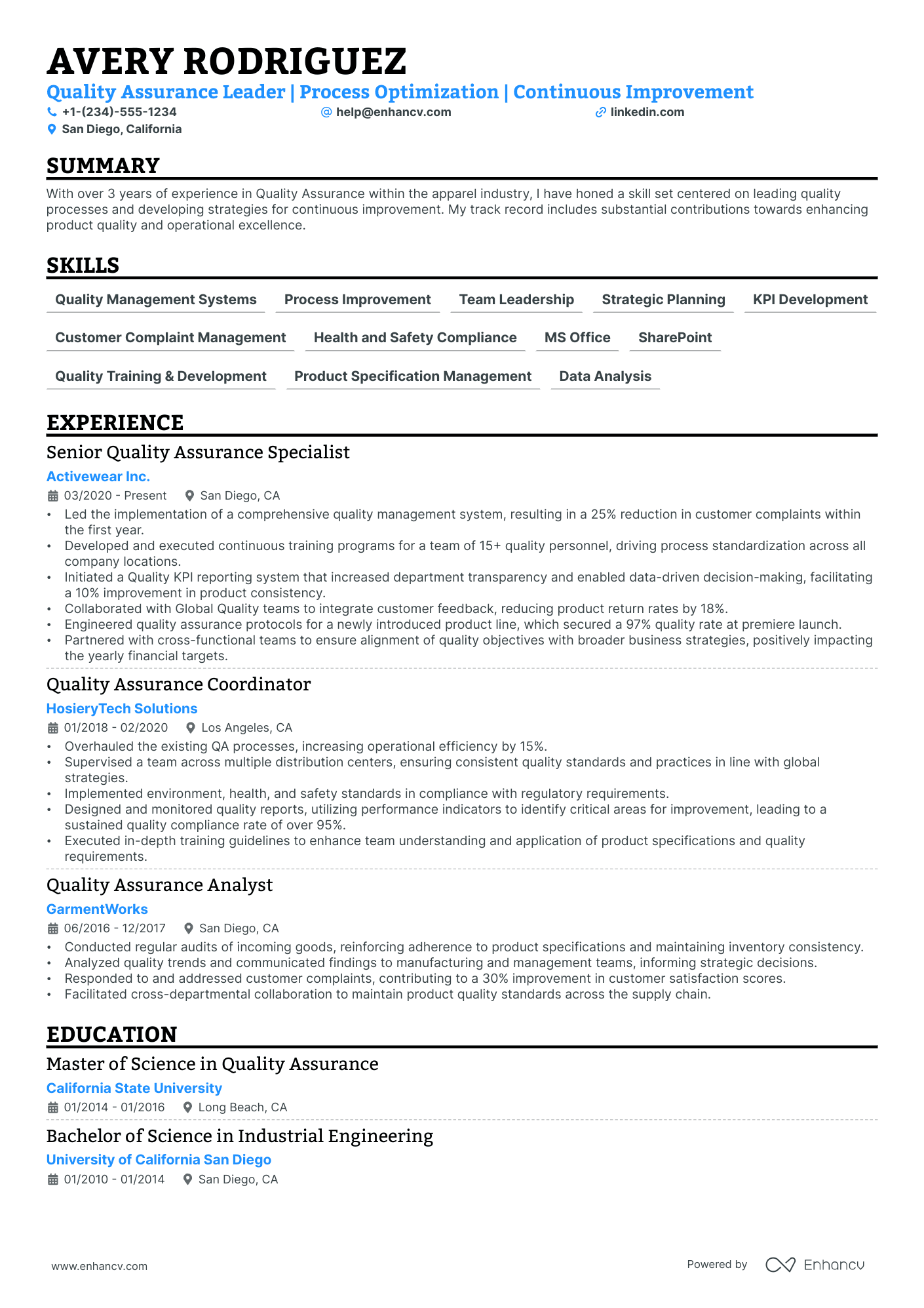 5 Quality Supervisor Resume Examples & Guide for 2024