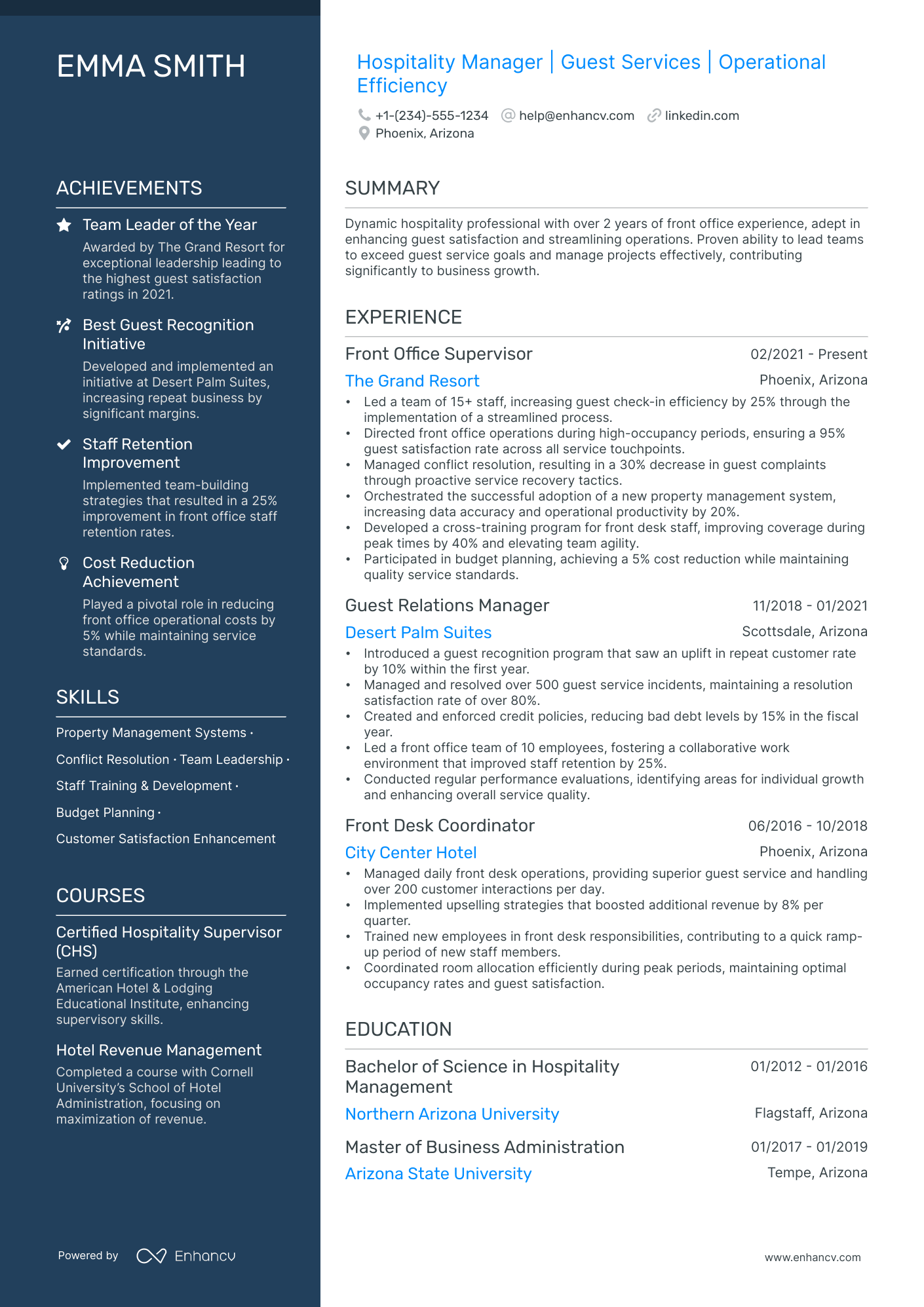 5 Front Desk Manager Resume Examples & Guide for 2024