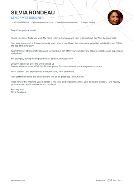 cover letter examples web design