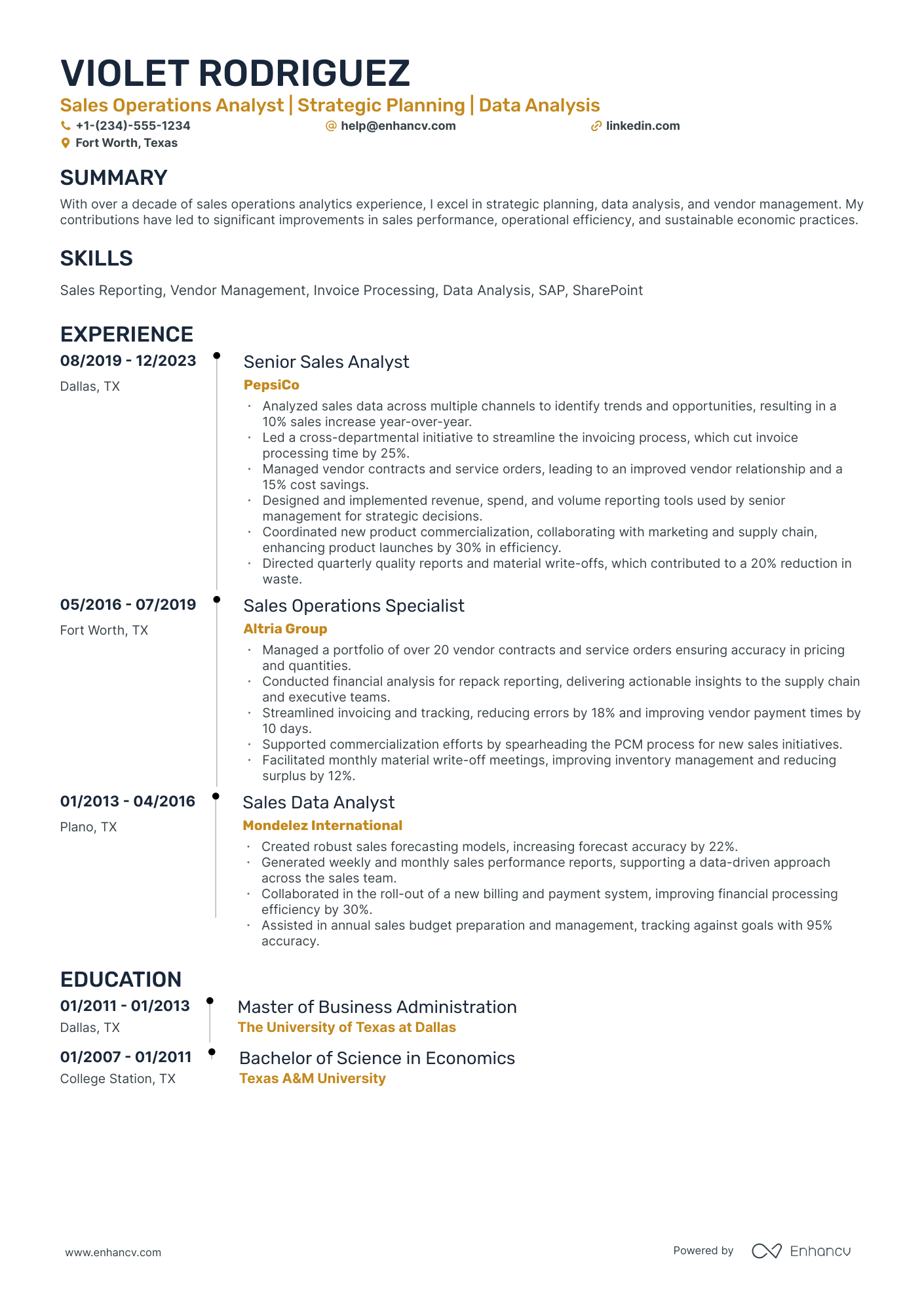 10 Sales Operations Analyst Resume Examples & Guide for 2026