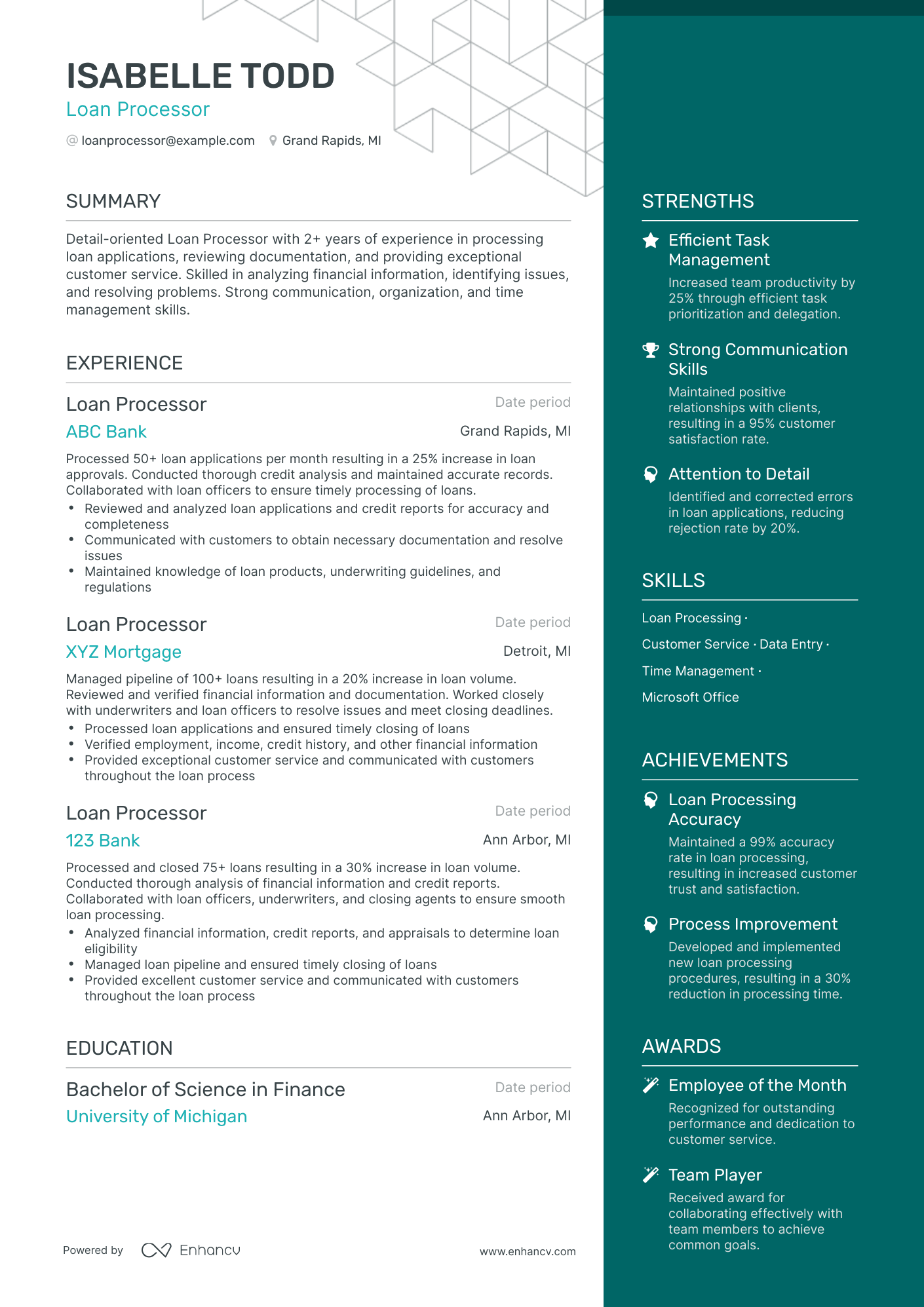 5 Loan Processor Resume Examples & Guide for 2023