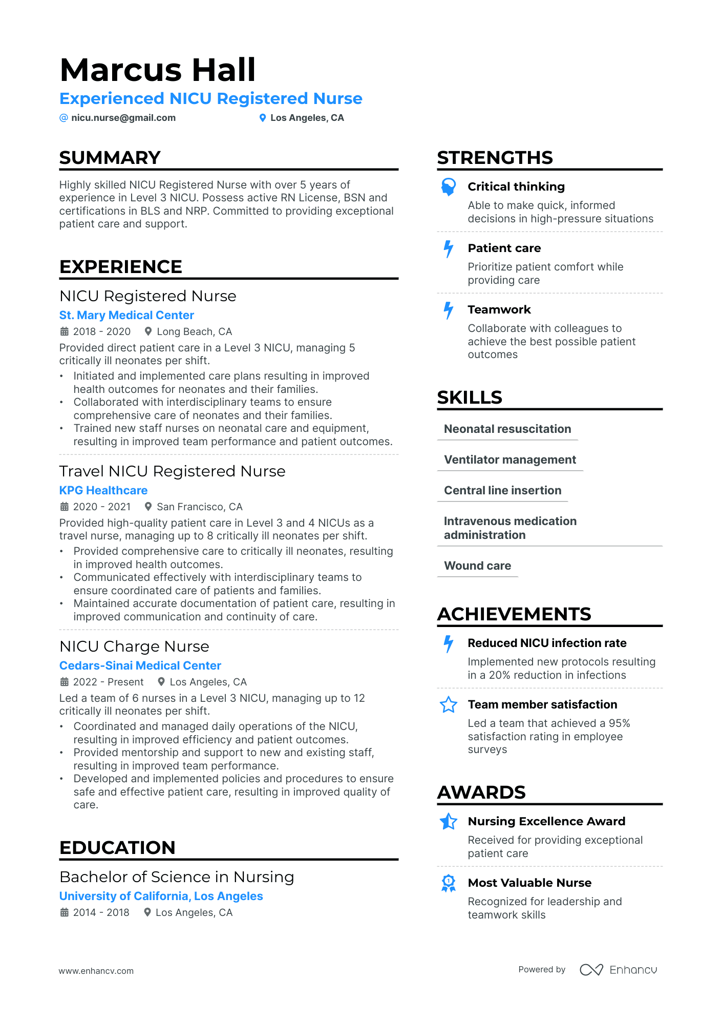 5 NICU Nurse Resume Examples & Guide for 2024