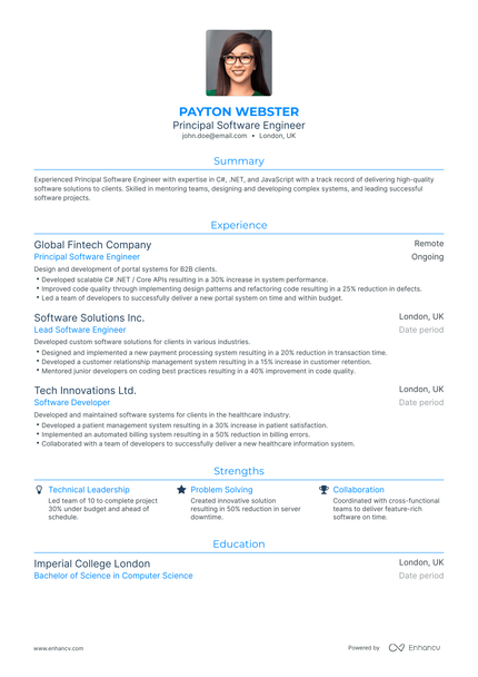 5 Principal Software Engineer Resume Examples & Guide for 2023