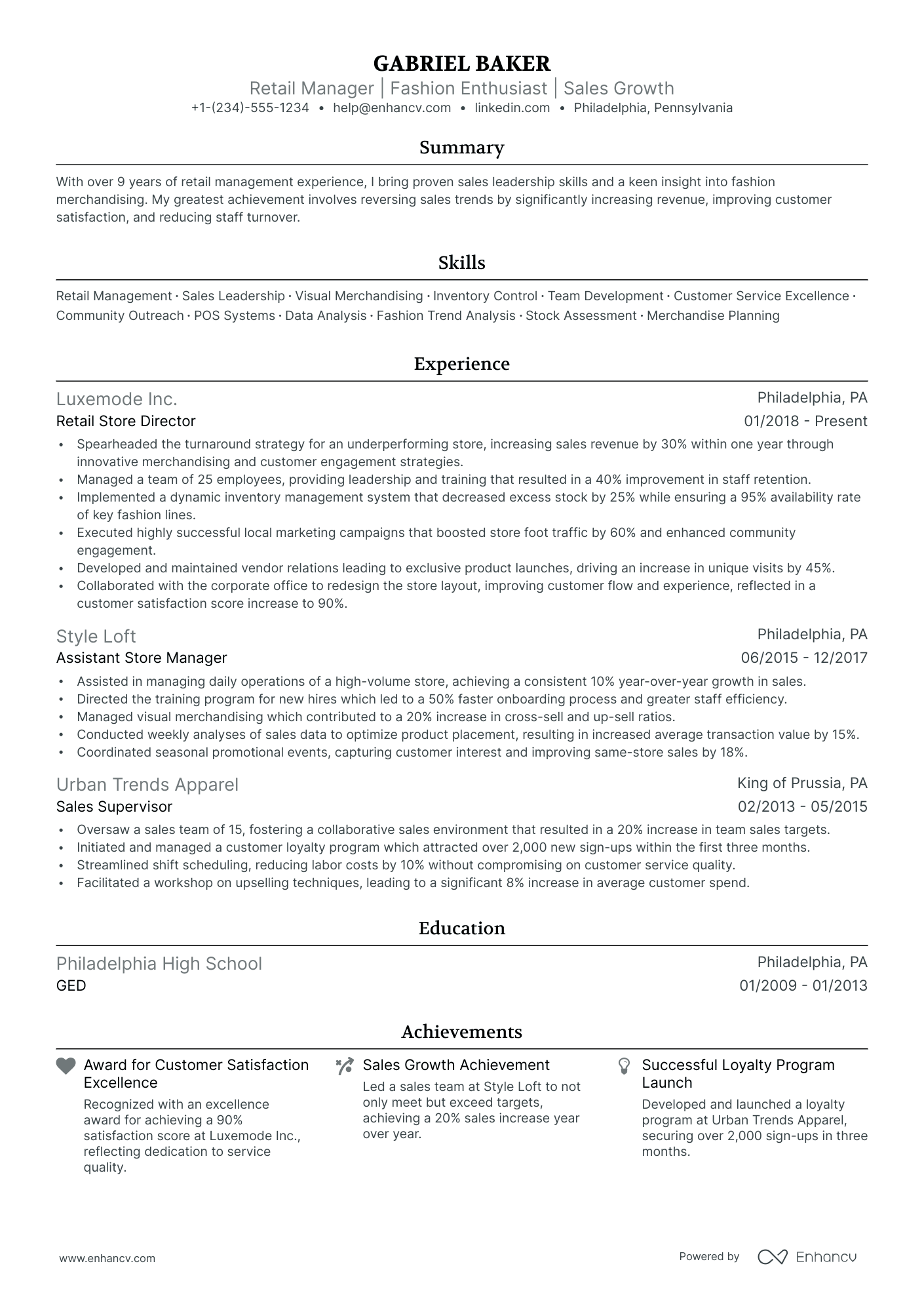 5 Clothing Store Resume Examples & Guide for 2024