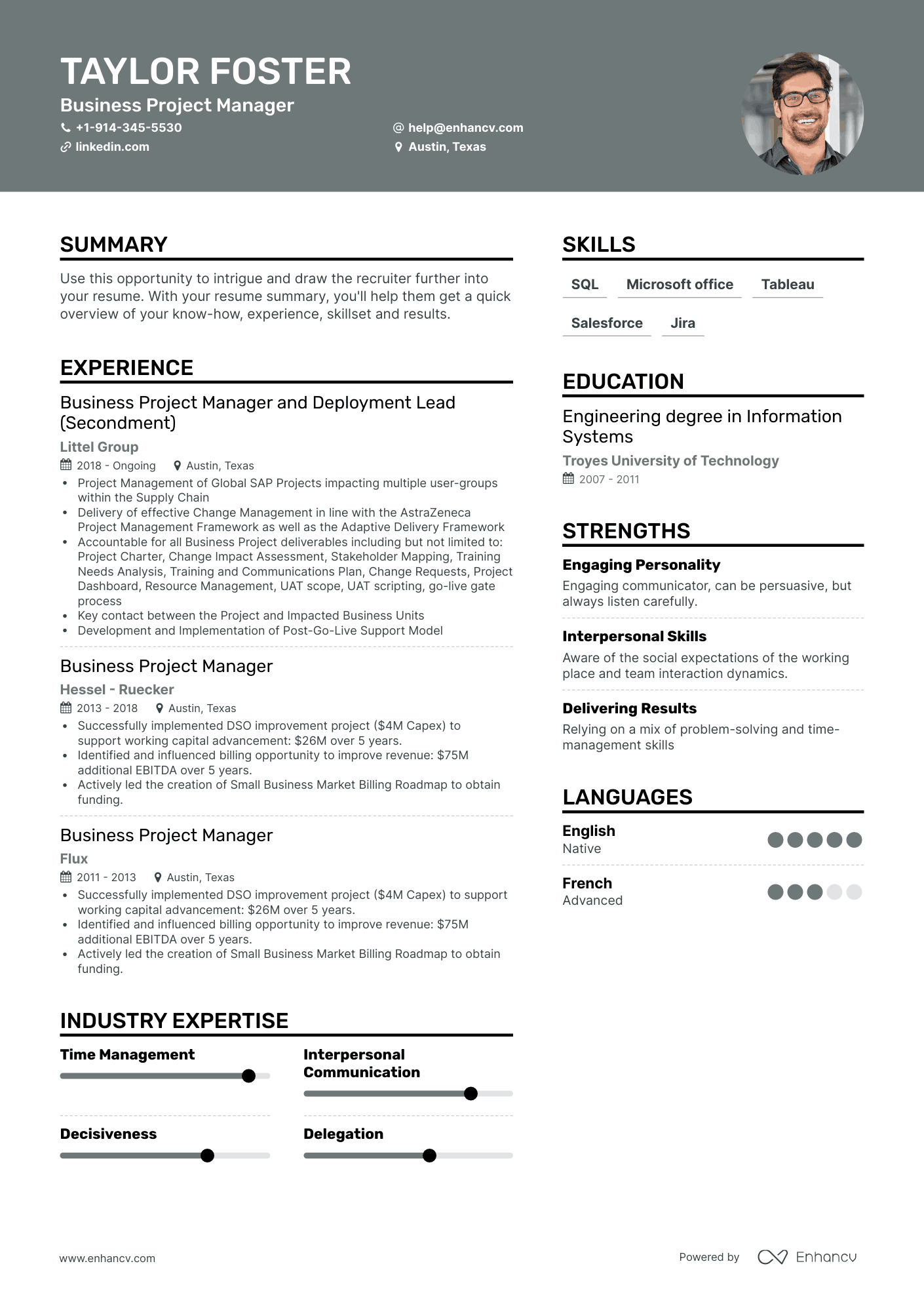 Business Project Manager Resume Examples & Guide for 2023 (Layout ...