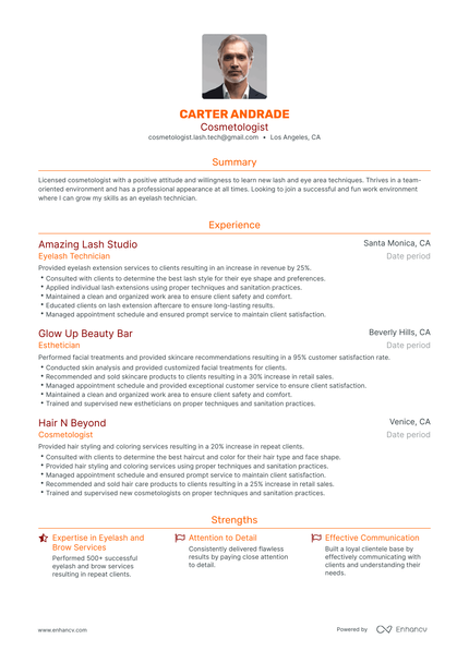 5 Cosmetologist Resume Examples & Guide for 2024