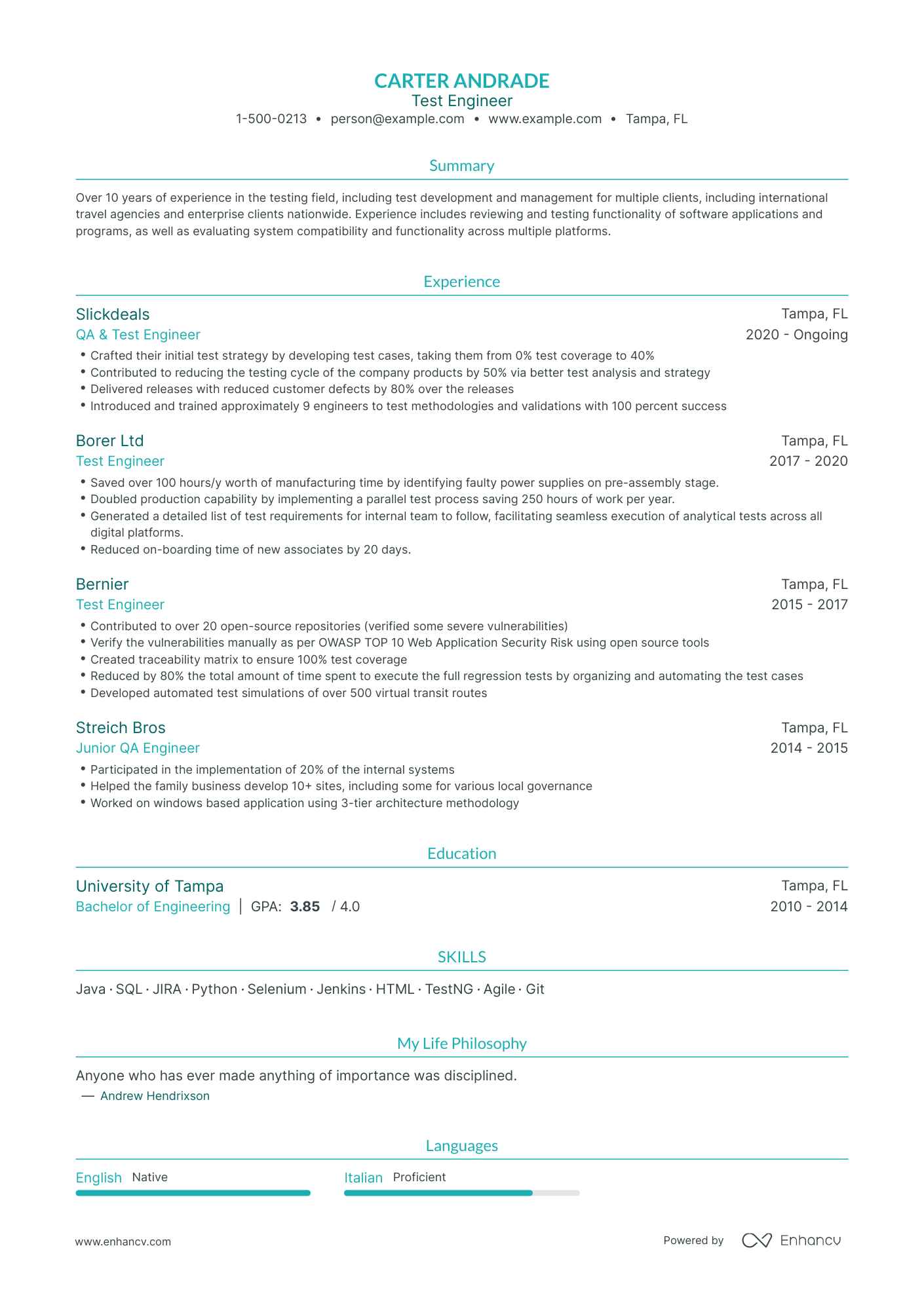 5 Test Engineer Resume Examples & Guide for 2023