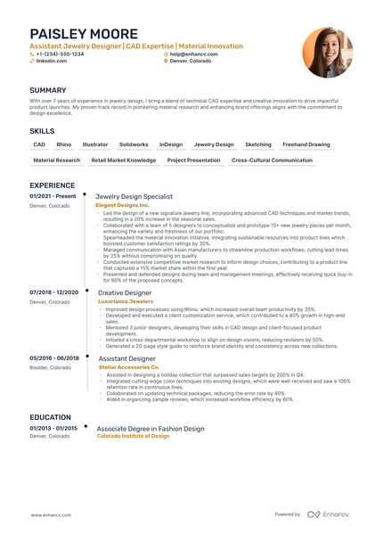 5 Jewelry Designer Resume Examples & Guide for 2024