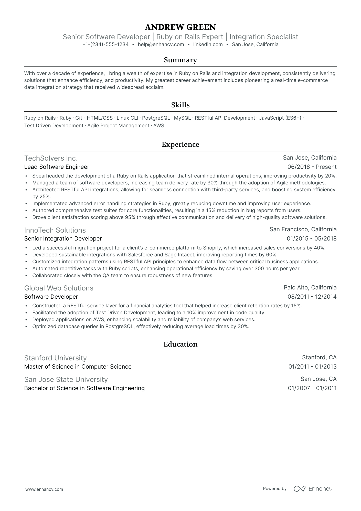 5 Ruby On Rails Developer Resume Examples & Guide for 2024