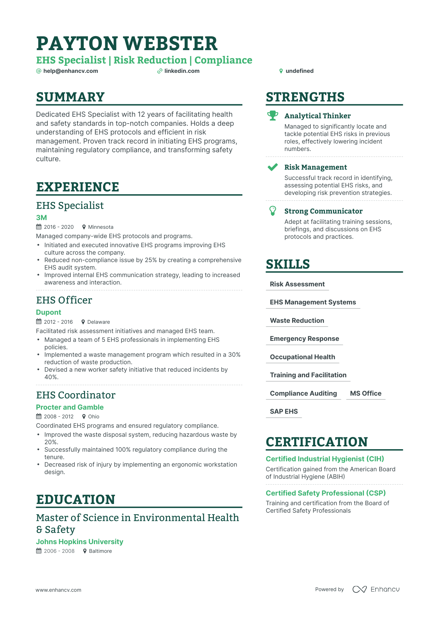 5 EHS Specialist Resume Examples & Guide for 2024