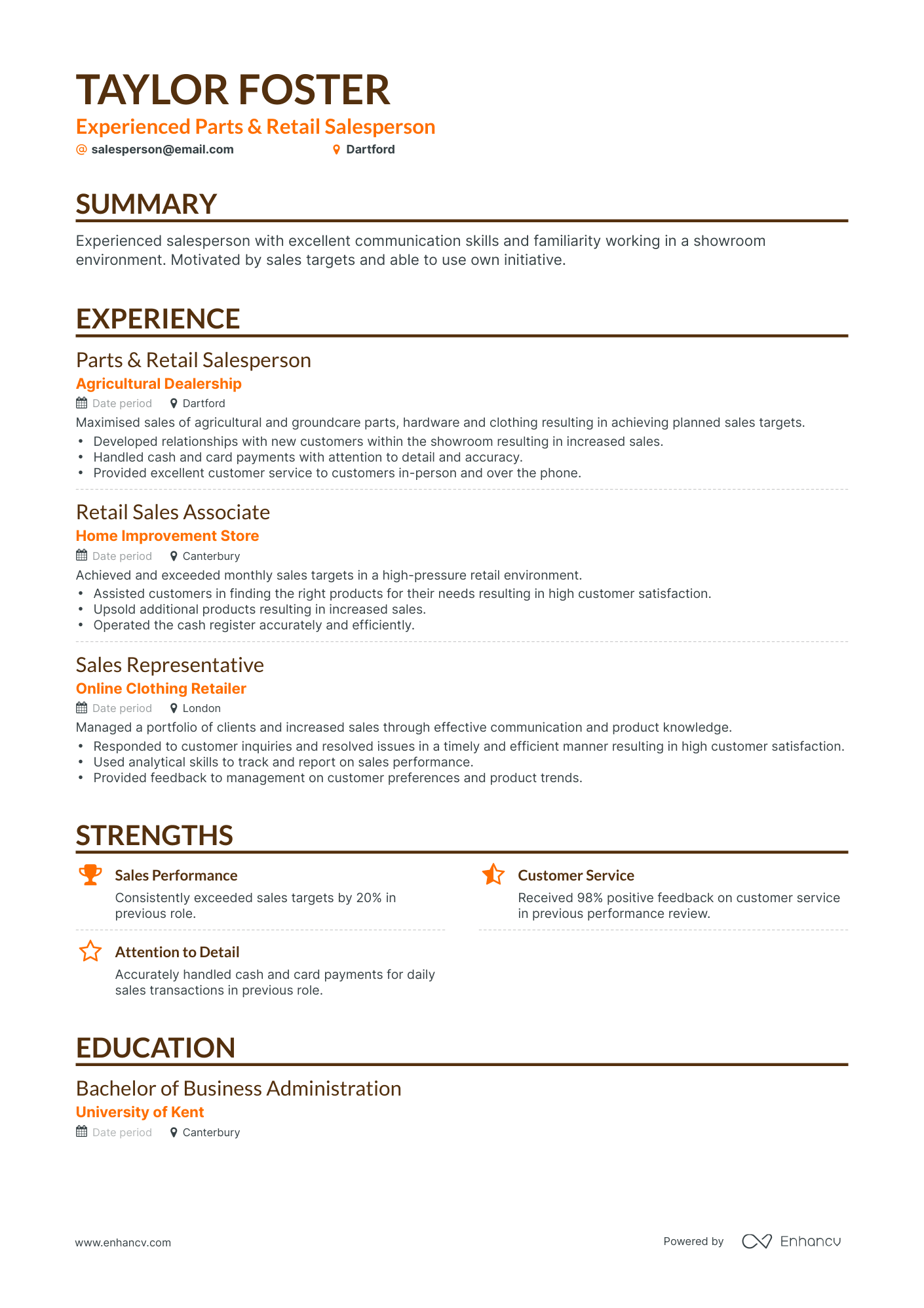 5 Retail Salesperson Resume Examples & Guide for 2023