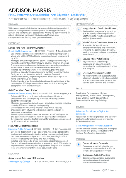 10 Performing Arts Resume Examples & Guide for 2025