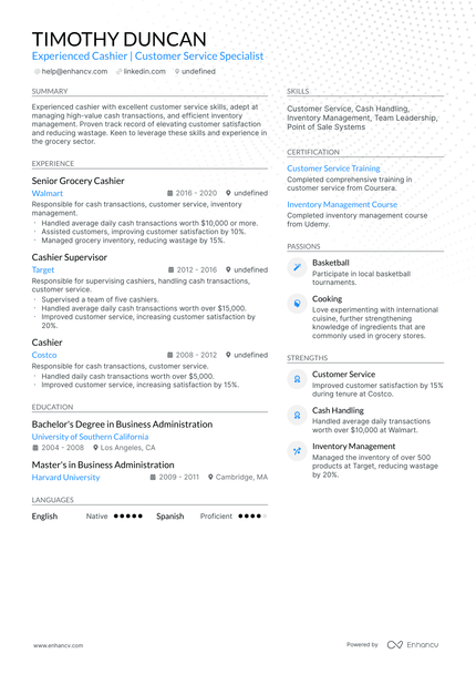 10 Grocery Store Cashier Resume Examples & Guide for 2026