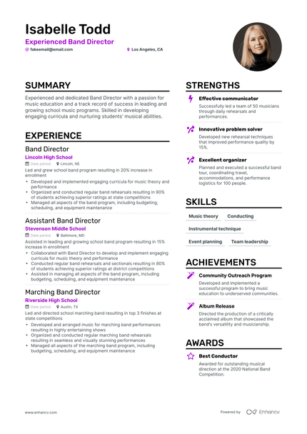 5 Band Director Resume Examples & Guide for 2023