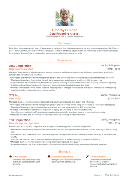 5 Data Reporting Analyst Resume Examples & Guide for 2024