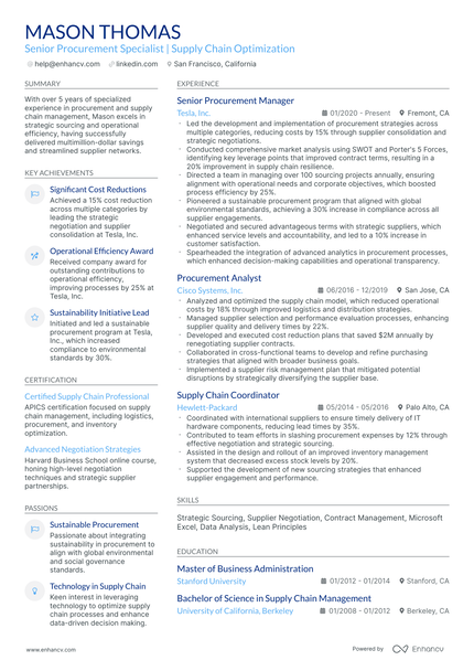 5 Procurement Manager Resume Examples & Guide for 2024