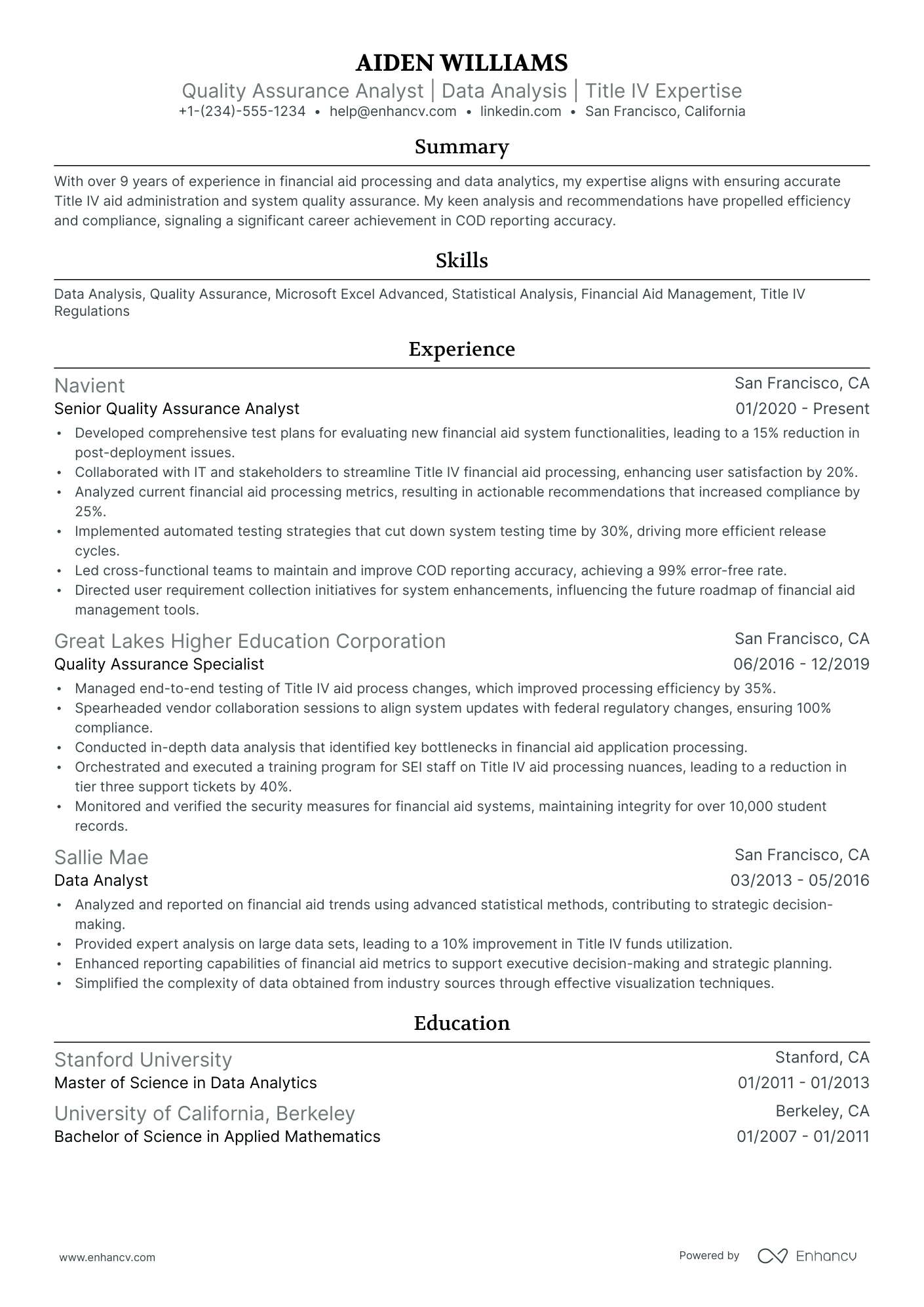 10 Quality Assurance Analyst Resume Examples & Guide for 2026