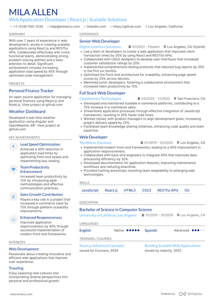 41 Web Developer Resume Examples & Guide for 2026