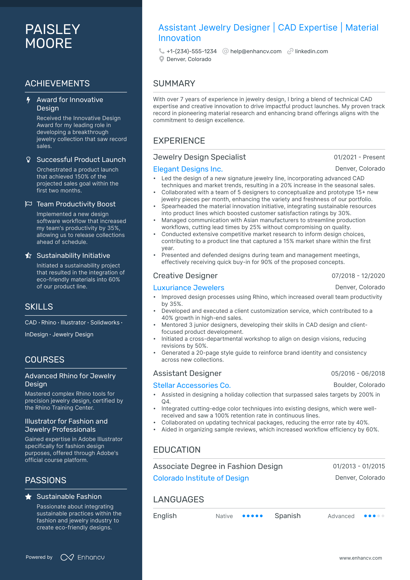 5 Jewelry Designer Resume Examples & Guide For 2024