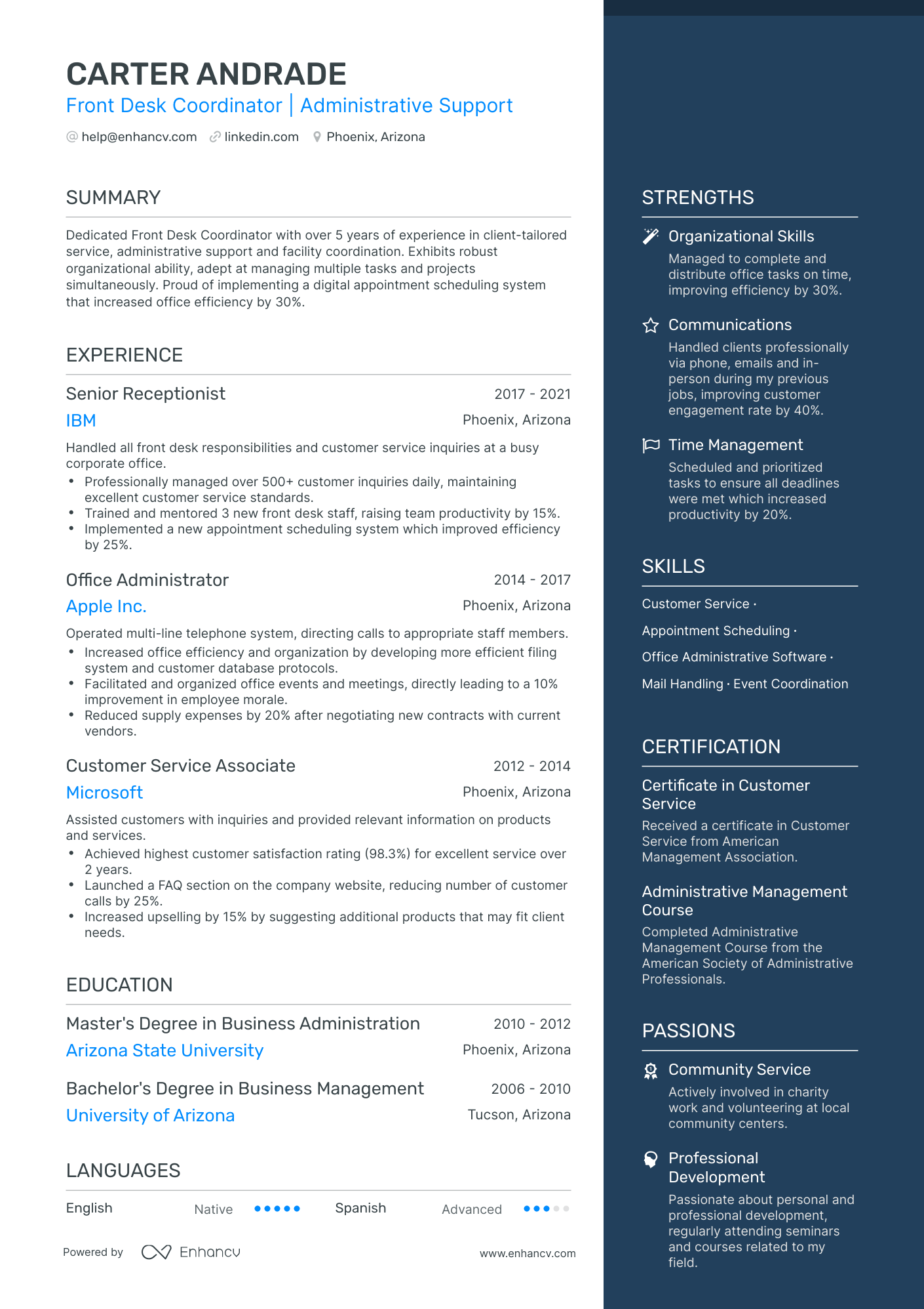 5 Front Desk Coordinator Resume Examples & Guide for 2024