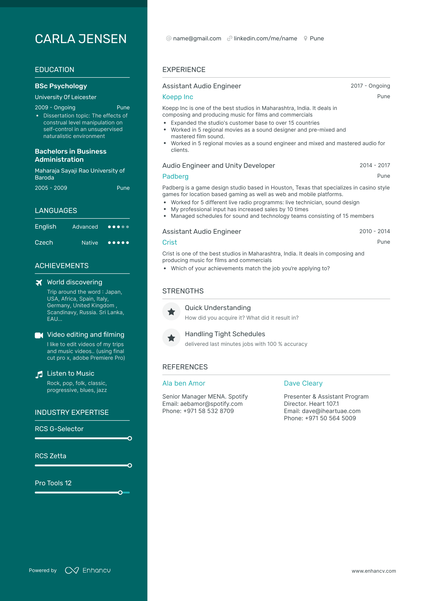 5 Audio Engineer Resume Examples & Guide for 2023