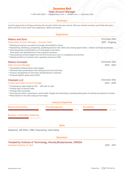 Sales Account Manager Resume Examples & Guide for 2023 (Layout, Skills ...