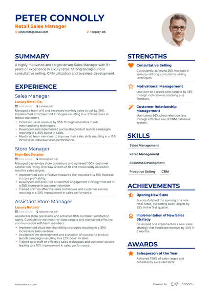 5 Retail Sales Manager Resume Examples & Guide for 2023