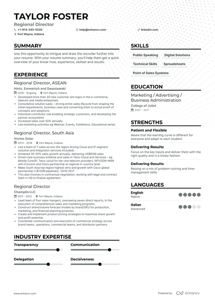 Regional Director Resume Examples & Guide for 2023 (Layout, Skills ...