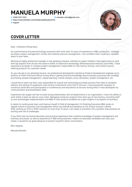 COO cover letter