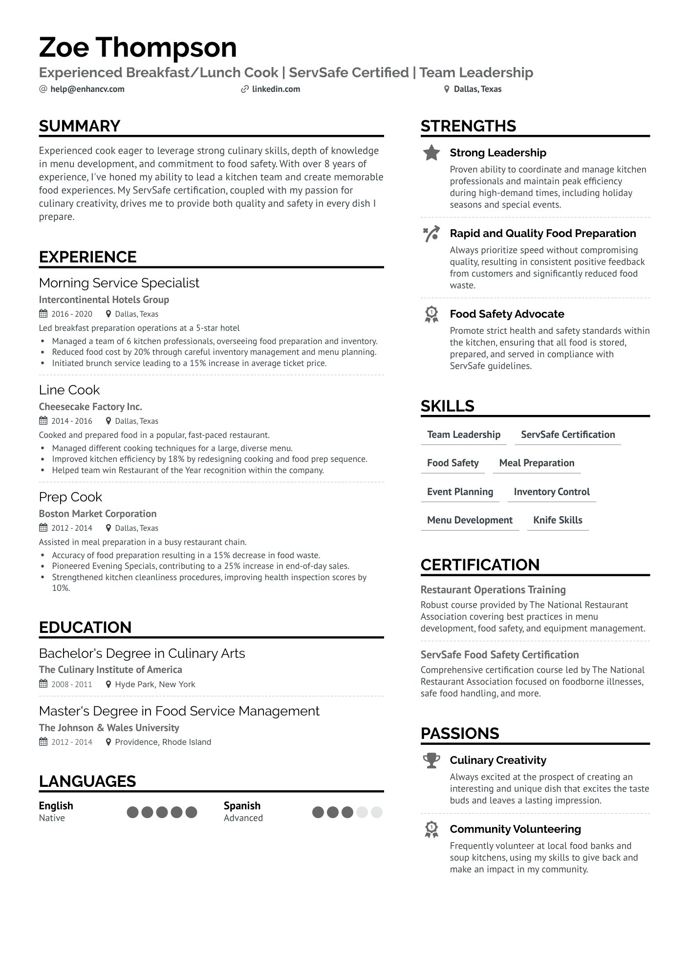 5 Cook Resume Examples & Guide for 2024