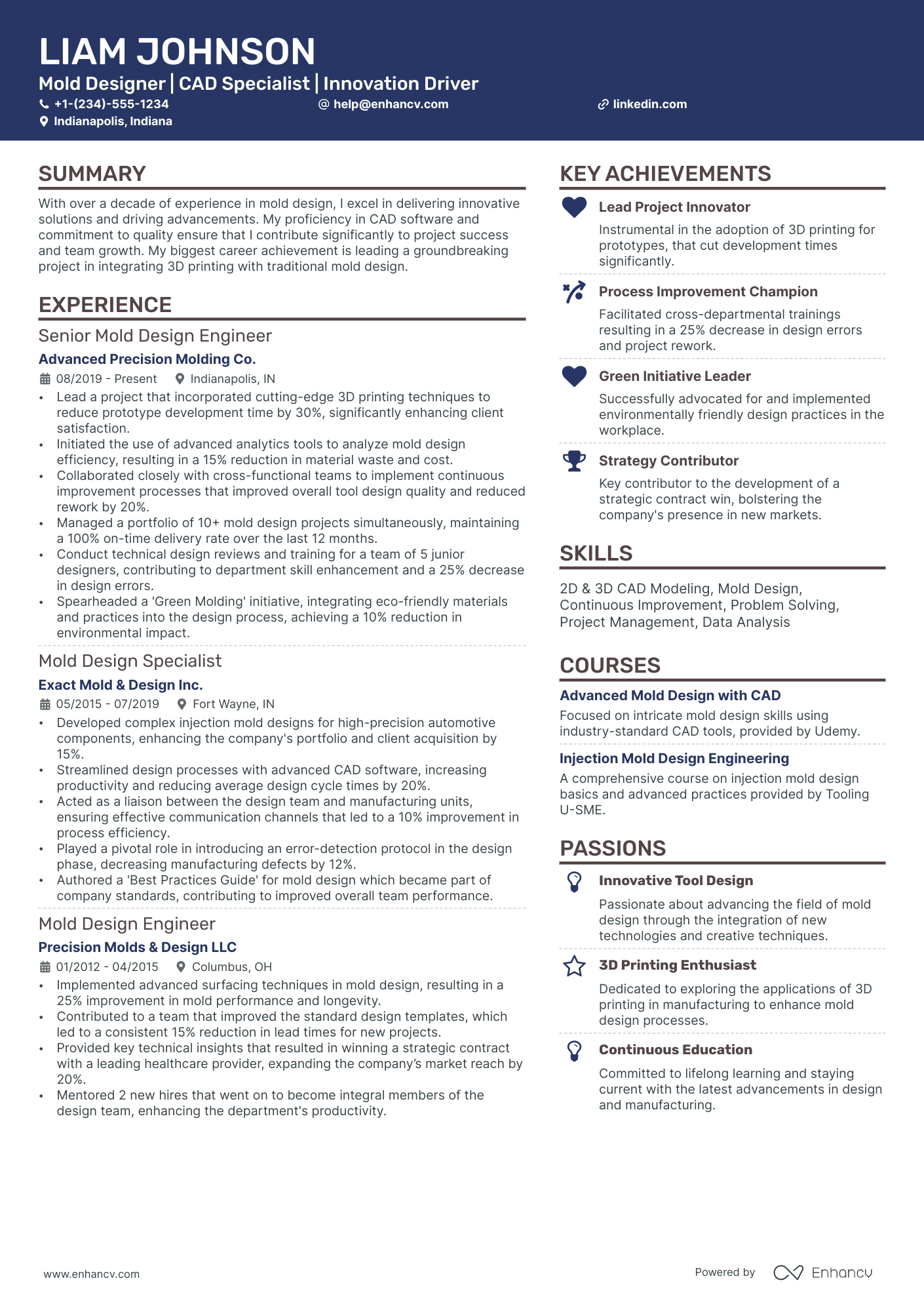10 Mold Designer Resume Examples & Guide for 2025
