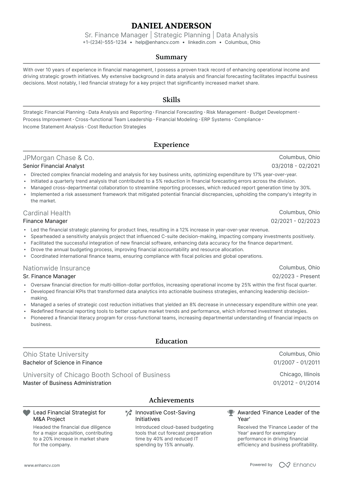 5 Senior Finance Manager Resume Examples & Guide for 2024