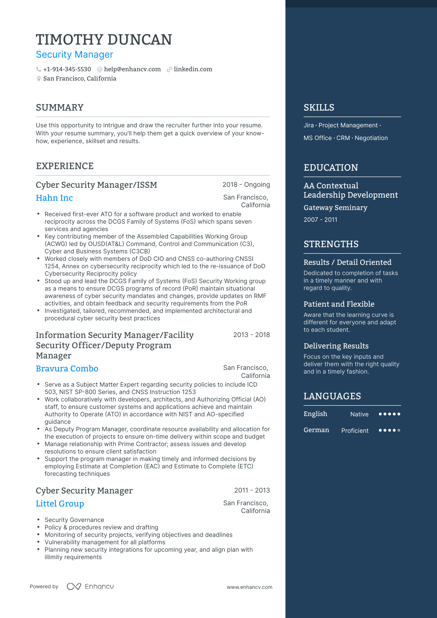 Security Manager Resume Examples & Guide for 2023 (Layout, Skills ...