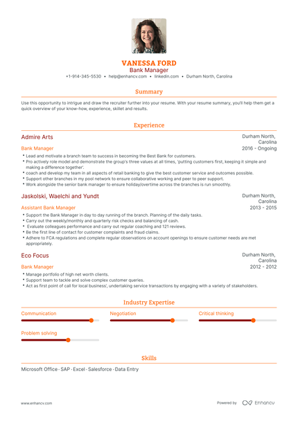 Bank Manager Resume Examples & Guide for 2023 (Layout, Skills, Keywords ...