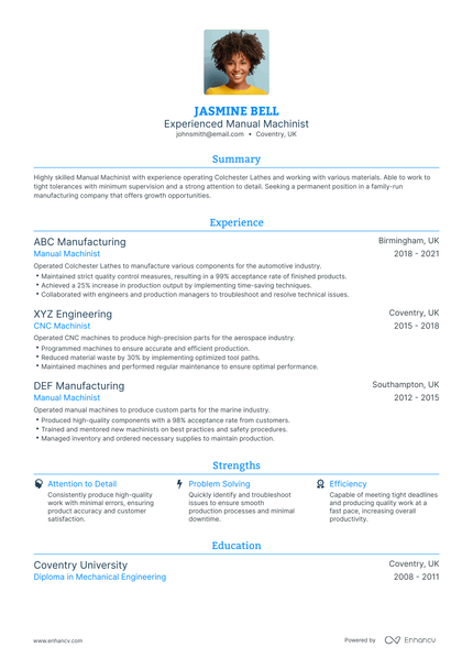 5 Machinist Resume Examples & Guide for 2024