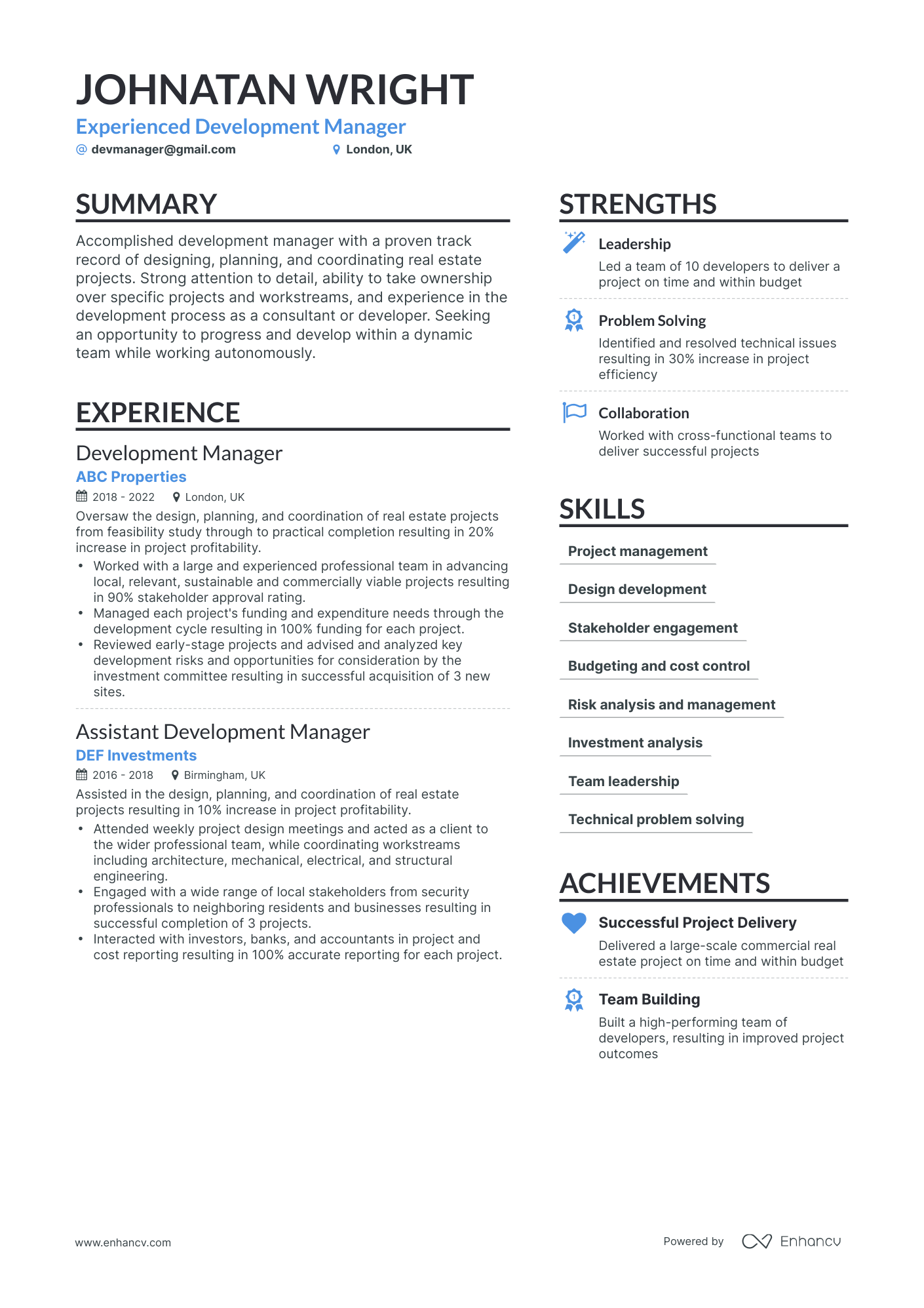 5 Development Manager Resume Examples & Guide for 2024